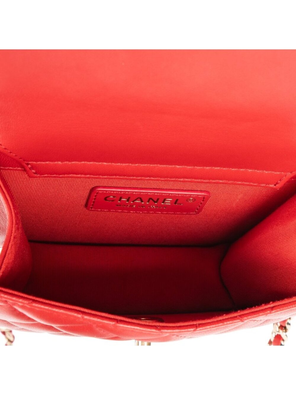 Chanel Mini Back To Flap Bag Chain Red Quilted Lambskin Leather